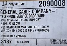 General Cable 2090008 22/2P NM Support Telephone Service Drop Wire ASW /100ft