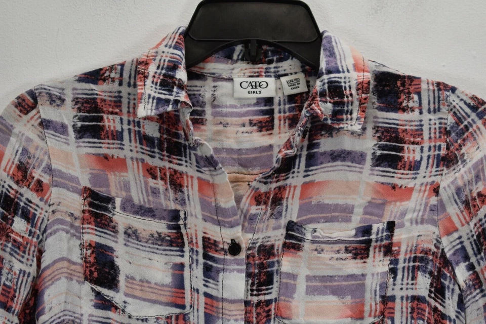 Camisa informal Cato Girls multicolor manga larga solapa bolsillo abotonada L Foto 3 de 4