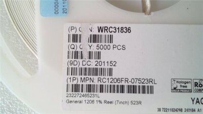 50 x Dickfilm-Widerstand - 523 Ohm - 250 mW - 1% - 1206 - NEU