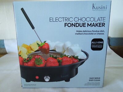 Kusini Electric Fondue Maker Chocolate or Cheese Temperature Control w/4 Skewers
