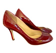 Kate Spade Burgundy Dark Red Patent Leather Peep-toe Perforated heels Party 8 B