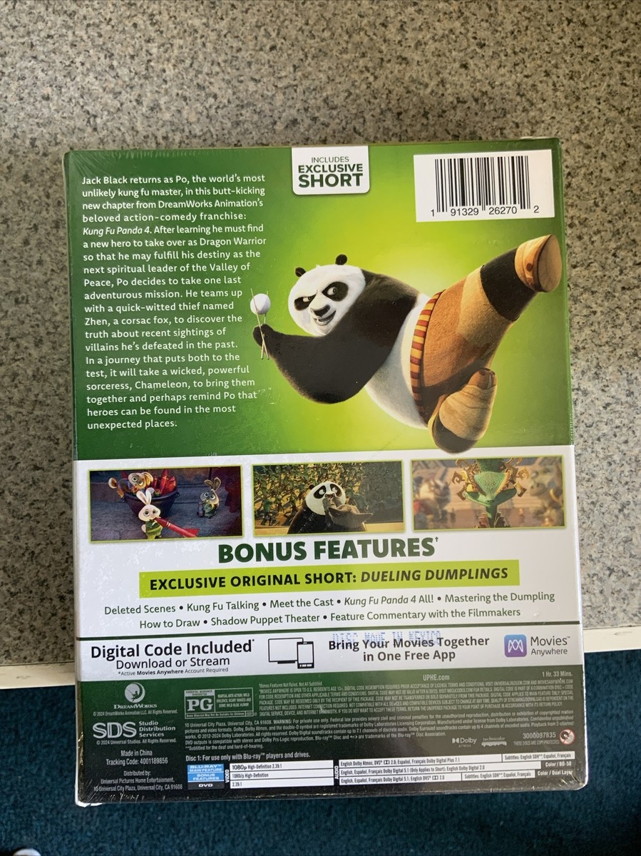 Kung Fu Panda 4 (Blu-Ray+DVD NODigital 2024) Includes Training