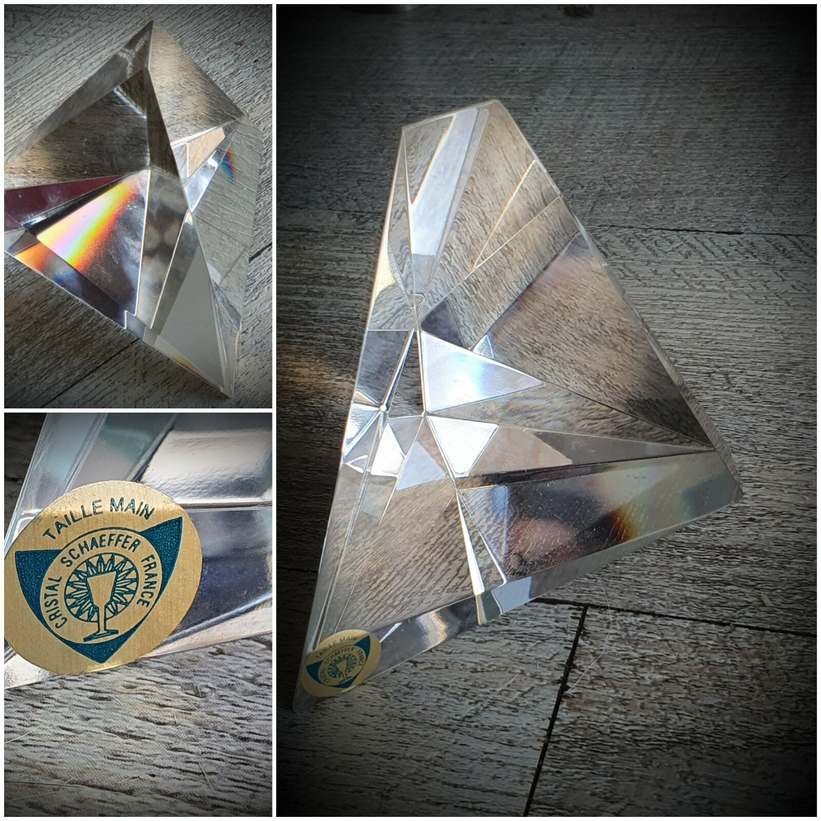 Muy Bonito Escultura / Pisa- Papel de Cristal Tallado Firmado Schaeffer Francia