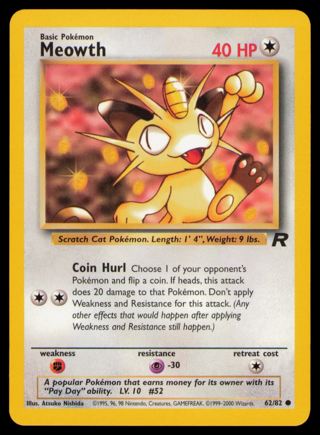 Meowth 62/82 Common Normal Team Rocket  NM
