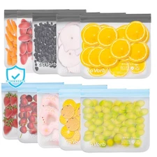 10-Pack Reusable Sandwich Freezer Bags - Dishwasher Safe, BPA-Free, Leakproof...
