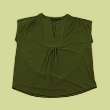 Tahari Dark Olive Green Sleeveless Pull-Over Top, Medium, NWT