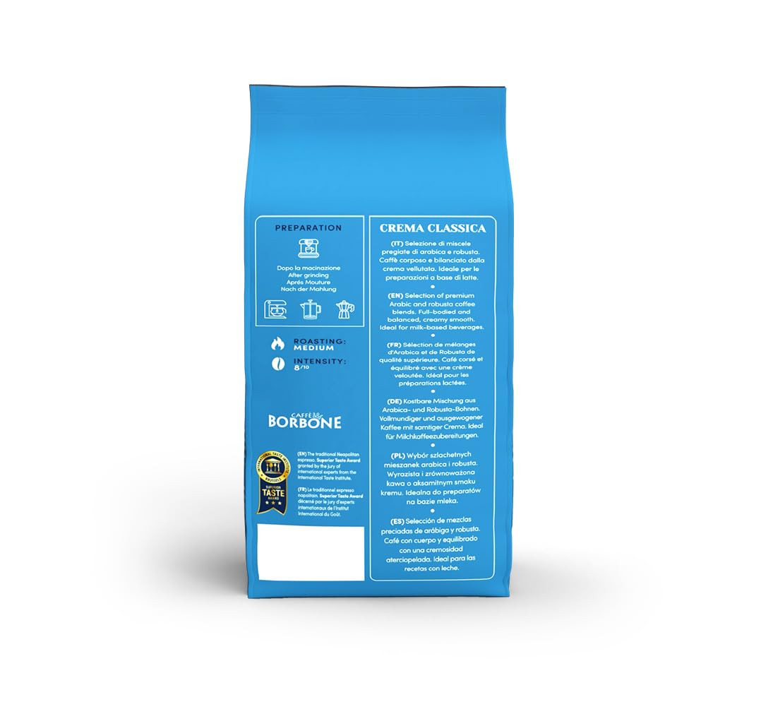 Caffe Borbone Whole Bean Coffee, Medium Roast Arabica and Robusta Blend, Crem...