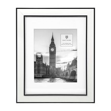 Isaac Jacobs 11x14 Matted 8x10 White/Black Double Border Wall Picture Frame