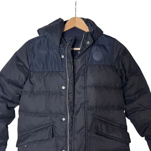 Chaqueta acolchada con capucha acolchada Jacadi para niños talla 8 cremallera completa a presión azul marino Foto 4 de 4