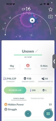 Pokemon Go Shiny Unown K