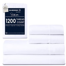 SGI 1200 Thread Count Supima Cotton Queen Sheet Set Ultra Soft, Cooling Deep