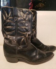 1950s 1940s VLV Acme Western Cowboy Gold Inlay PeeWee Boots Women  s Size 7.5 USA