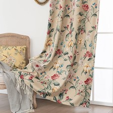 80 Blackout Curtains for Bedroom, Vintage Flower Curtains 63 Inch Length for...