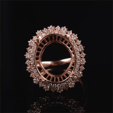 Oval Shape 10x7mm 4-Prong Solitaire Semi Mount Ring 925 Silver Split Shank Band