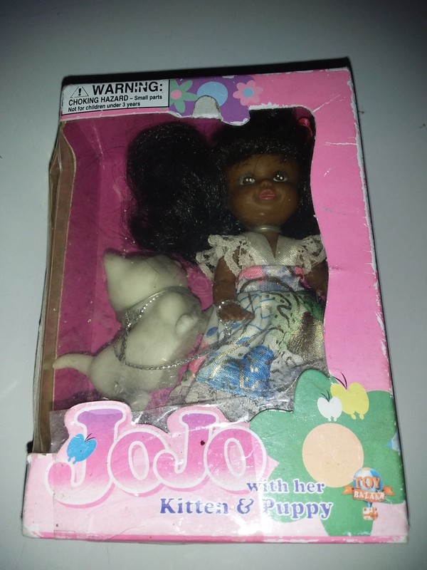 JoJo With Her Little Kitten And Puppy Doll