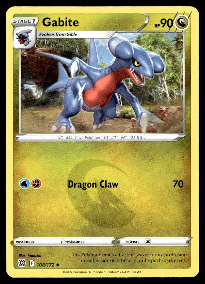 Gabite 108/172 Pokemon Card Brilliant Stars Uncommon 90 HP Near Mint FZ