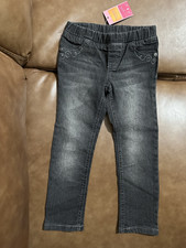 Sonoma Girls Skinny Jeans Charcoal Color Embellished Size 5 Elastic Waist