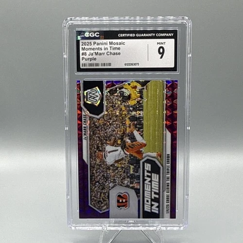 Panini 2025 Mosaic Moments in Time Ja'Marr Chase #8 Purple /49 CGC 9