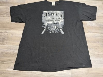 Axmen Motorcycle Club Biker Shirt Charity Ride Hotter Than Hell Double Sided XL