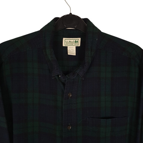 Camicia L.L.BEAN blu navy a quadri spessa flanella manica lunga cotone uomo M - Foto 3 di 4