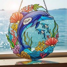 Personalized Dolphin Family Acrylic Suncatcher