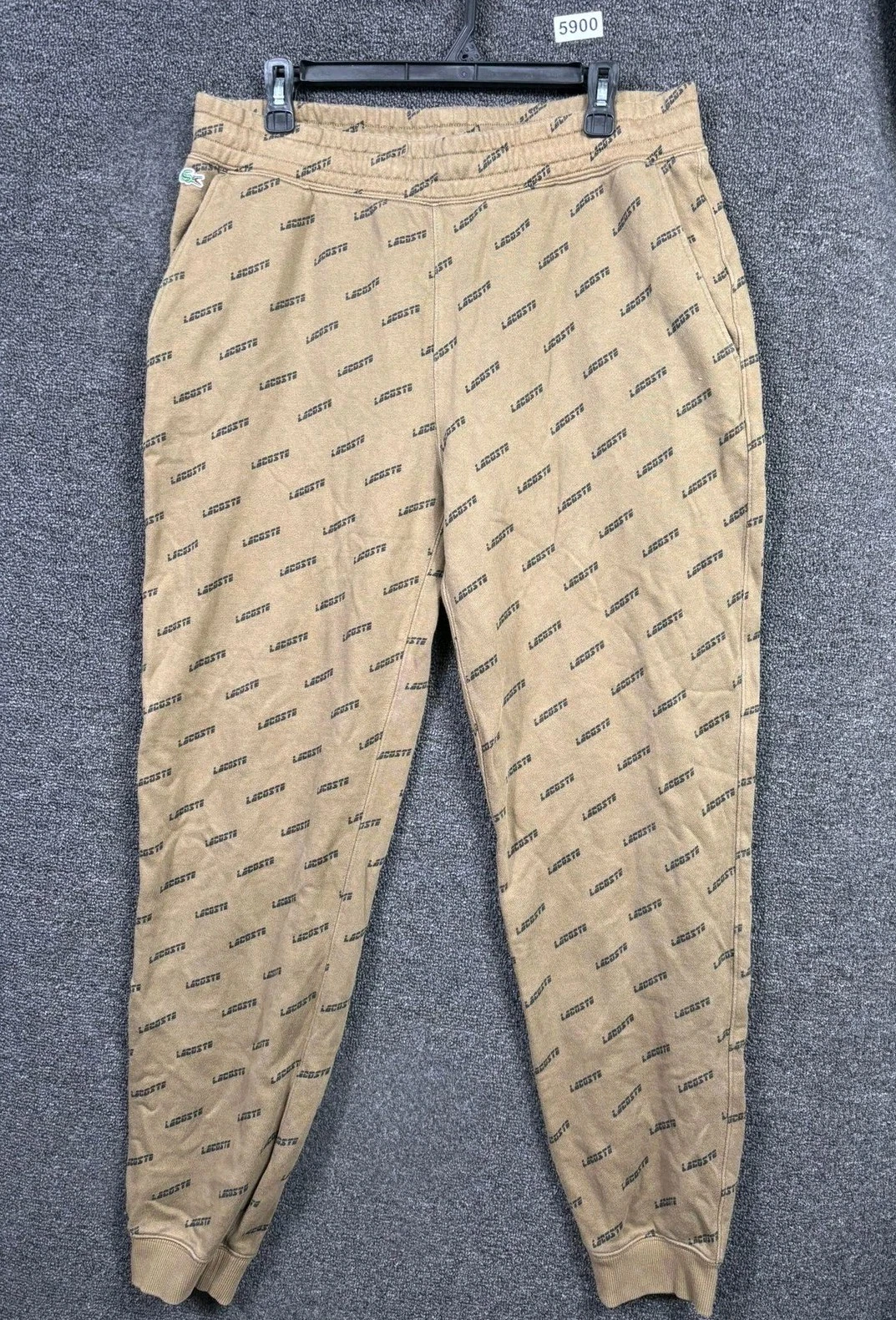 Lacoste LIVE Sweatpants Mens 2XL Beige All Over Logo Monogram Joggers HH7342