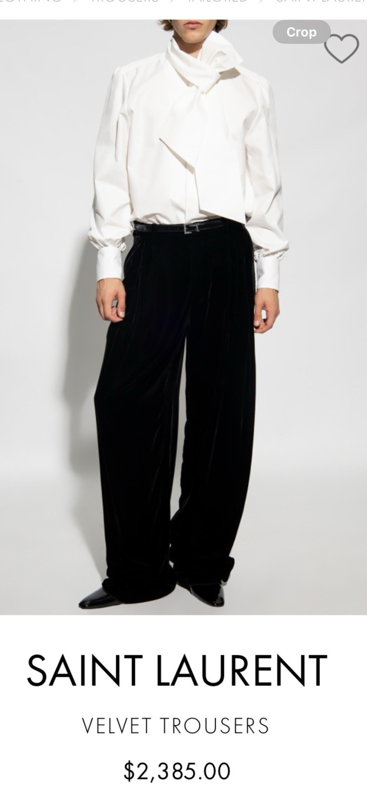 Pantalone uomo Saint Laurent gamba larga in velluto. 44 30. 2890€