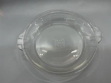 PYREX Pie Plate #207 Clear Glass 18cm w/Scalloped Handles Corning NY USA 7” VTG