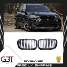 Front Bumper Kidney Grille For BMW X5 E70 X6 E71 2008-13 All Black Double Slat