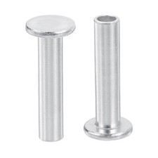 50Pcs 8mm x 35mm Aluminum Flat Head Semi Tubular Rivets Silver Tone