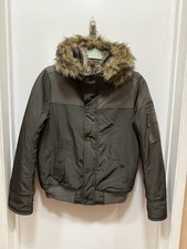 Abercrombie Girls Faux Fur Hooded Insulated Olive Jacket Size 13/14