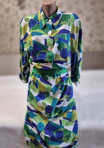 Women Akris Dress Green Cotton 38