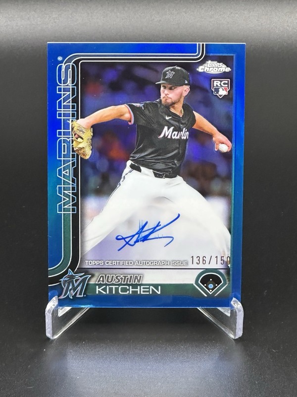 2025 Topps Chrome Austin Kitchen Rookie Auto RC Blue Refractor #/150 Marlins