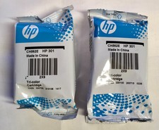 2x Genuine HP 301 Tricolour Ink Cartridges, Unboxed, Unused.