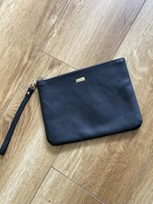 Kiki. K Black Leather Look Cosmetic Bag With Wrist Strap