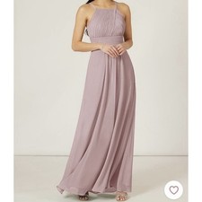 New Azazie Gaia Pleated Halter Chiffon Maxi Dress Dusty Rose Size A6
