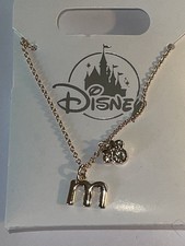 Disney Park Mickey Faux Gem Icon Lower Case Letter Initial m Necklace Gold
