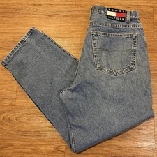 Vintage 1999 Tommy Hilfiger Made In USA Freedom Jeans Light Wash Fits 34x29