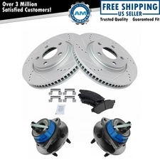Front Semi Metallic Brake Pad Performance Rotor & Hub Kit for Chevy Buick