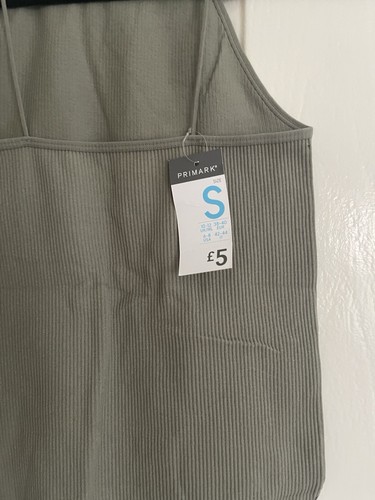Primark Ribbed Khaki Strappy Bodysuit Size Small Brand New With Tags - Picture 3 of 5