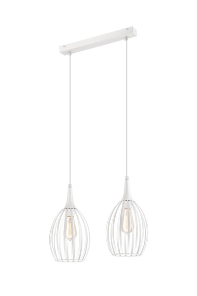 WeißE Pendelleuchte Metall Lang Esstisch Wohnzimmer 2X E27 Gelada Lampe HäNgend-image