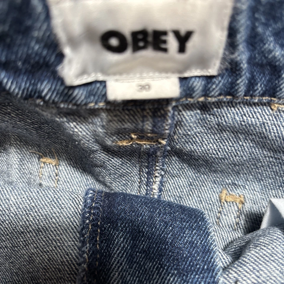 Falda vaquera utilitaria OBEY enebro midi lavado a la piedra índigo 30x32 pintores Foto 3 de 4