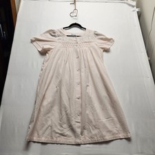 Vintage Heavenly Bodies Miss Elaine Pink Seersucker Snap Front Nightgown XL