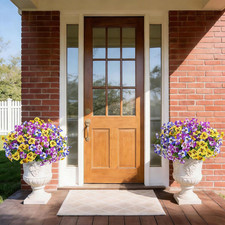 Artificial Pansies Flowers for Outdoor Faux Flower Fake Silk Flowers | 12 Bun...