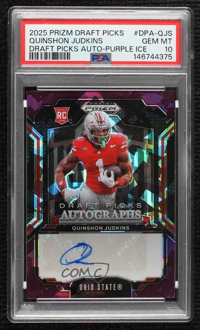 Quinshon Judkins Panini Prizm Draft Picks Draft Picks Autographs #DPAQJS Purple Ice