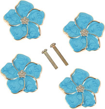 4 pcs Petal Handles Colorful Drawer Knobs Flower Petal Cabinet Dresser Knobs for