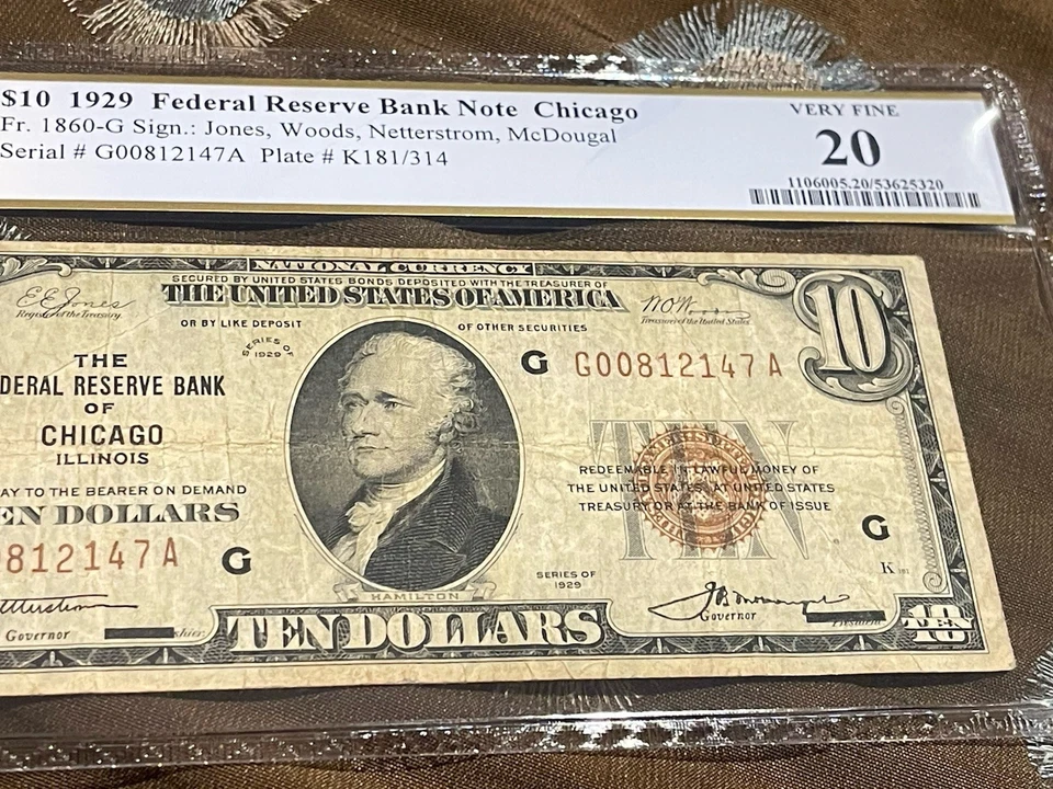 1929 $10 FRB of CHICAGO NOTE FR.1860-G 🌟🌟1 Note/ 2 Listed PCGS VF 20 🌟🌟 - Image 3 of 4