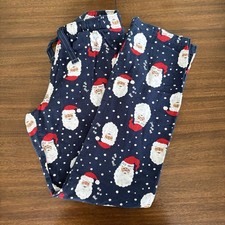 Old Navy Unisex Santa HoHoHo Christmas Flannel Dark Blue Pajama Pants Sz M Tall