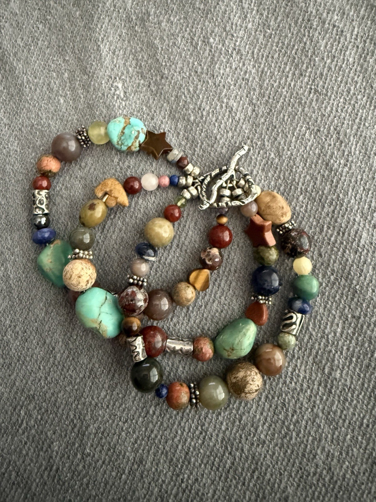 Multicolor Beaded Gemstone Toggle Bracelet Adjust… - image 4