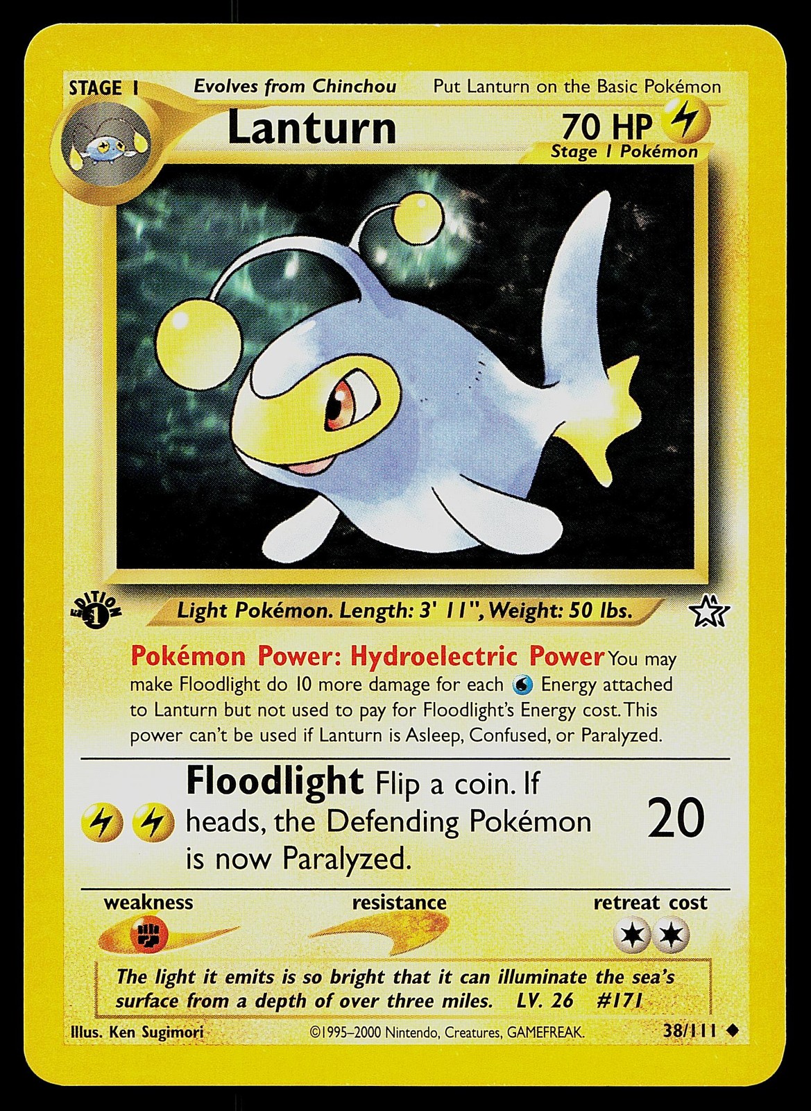 Pokemon Neo Genesis 38/111 Lanturn 1st Edition Pokemon Card